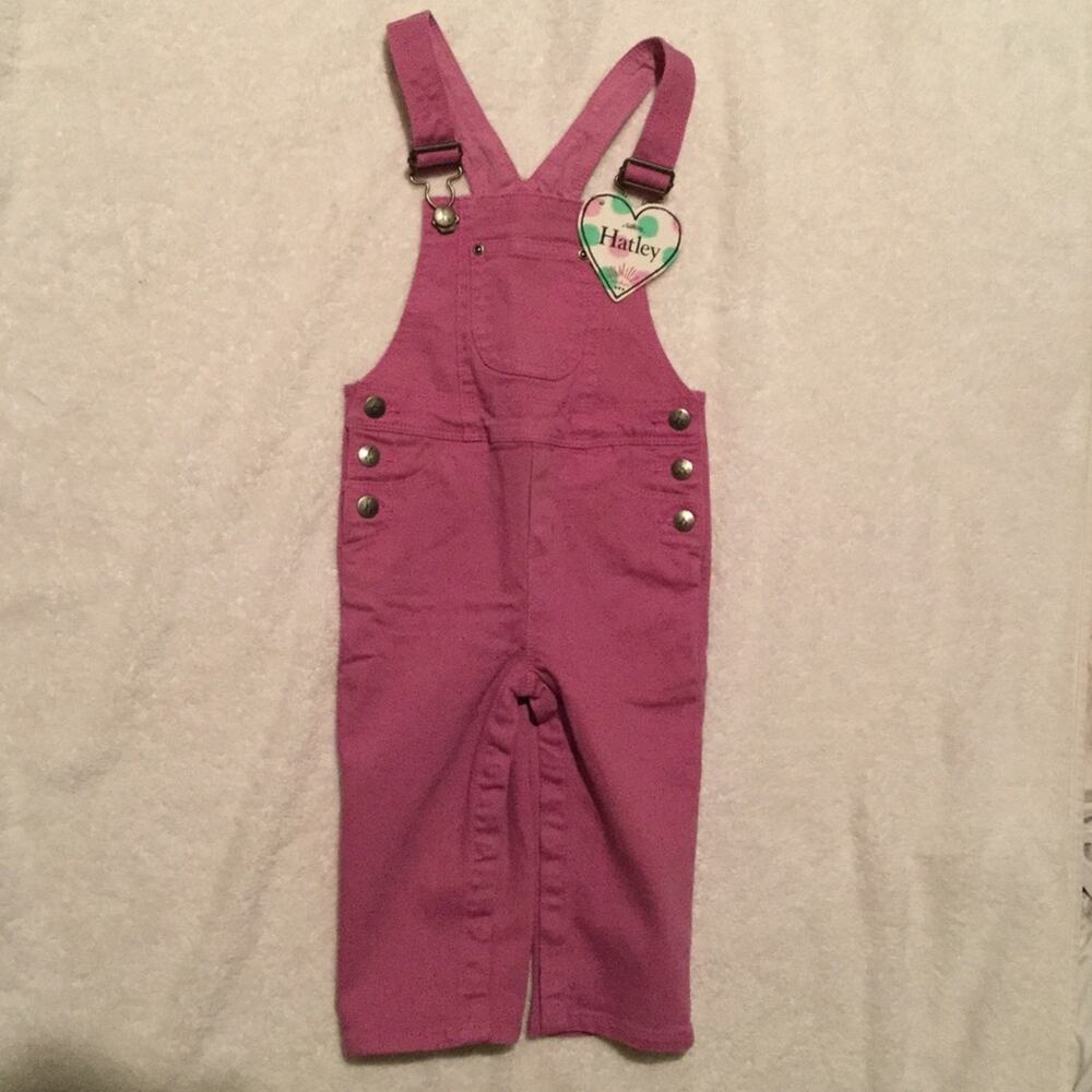 Hatley pinkish purple stretch cotton spandex overalls 18-24 NWT preppy